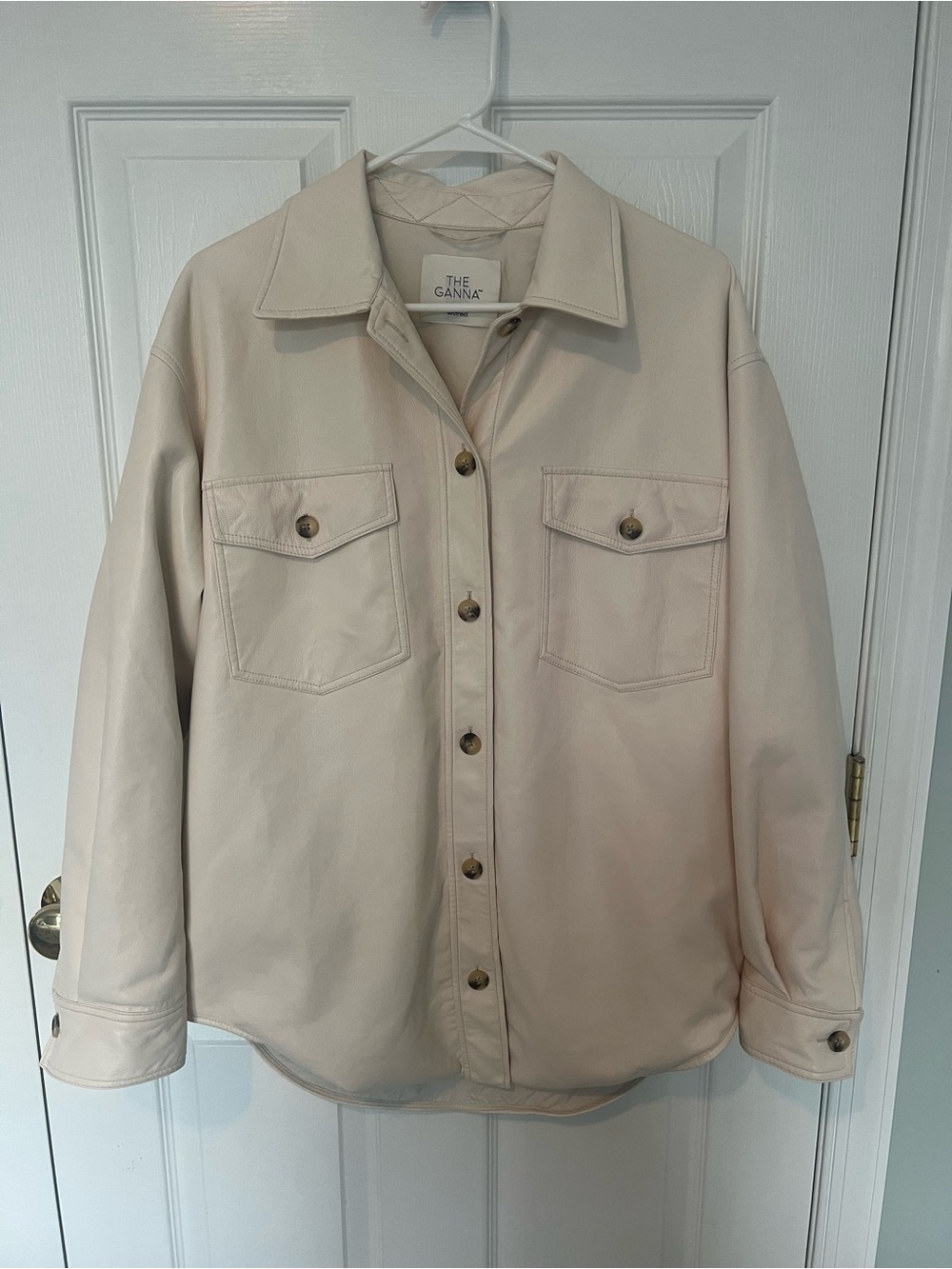 Aritzia Wilfred Free The Ganna Vegan Leather Shirt Jacket Cream Birch Women’s